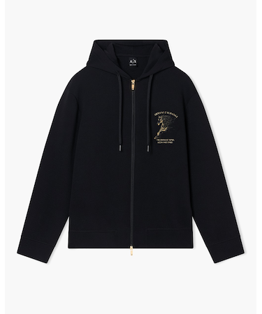 【A|X アルマーニ エクスチェンジ】AXロゴ ホースデザイン ジップアップフーデッドスウェットシャツ