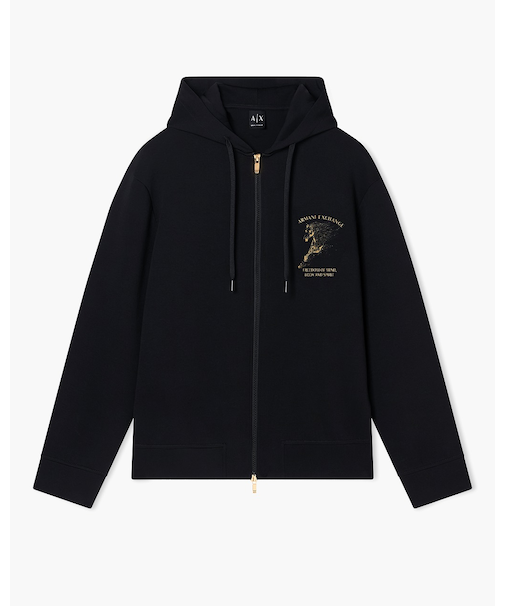 【A|X アルマーニ エクスチェンジ】AXロゴ ホースデザイン ジップアップフーデッドスウェットシャツ