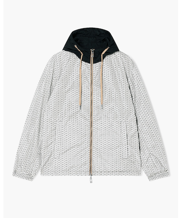 【A|X アルマーニ エクスチェンジ】オールオーバーロゴ リバーシブル フーデッドブルゾン