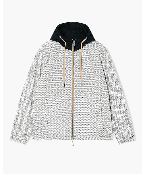 【A|X アルマーニ エクスチェンジ】オールオーバーロゴ リバーシブル フーデッドブルゾン