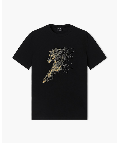 【A|X アルマーニ エクスチェンジ】AXロゴ ホースデザイン 半袖クルーネックTシャツ