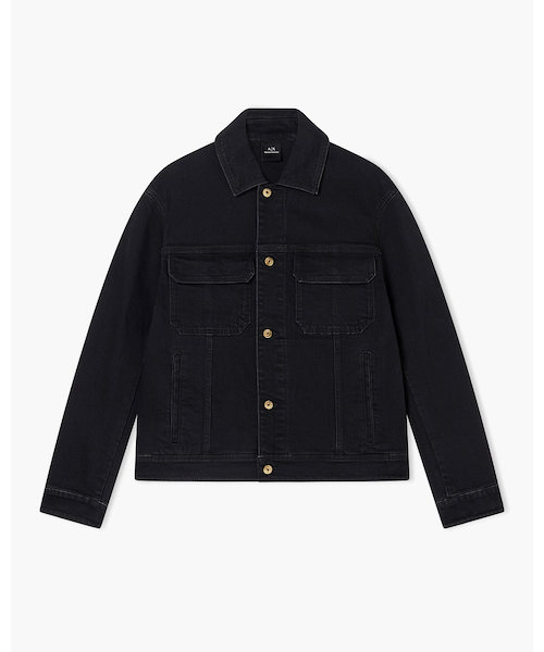 A|X アルマーニ エクスチェンジ】ゴールドロゴパッチ ブラックデニム