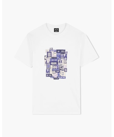 【A|X アルマーニ エクスチェンジ】ロゴコラージュ レギュラーフィット 半袖クルーネックTシャツ