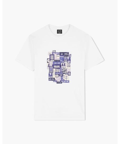 【A|X アルマーニ エクスチェンジ】ロゴコラージュ レギュラーフィット 半袖クルーネックTシャツ