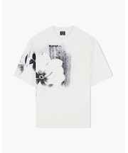 【A|X アルマーニ エクスチェンジ】フラワープリント コンフォートフィット 半袖クルーネックTシャツ