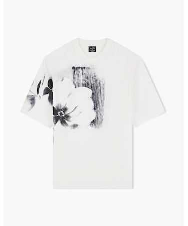 【A|X アルマーニ エクスチェンジ】フラワープリント コンフォートフィット 半袖クルーネックTシャツ
