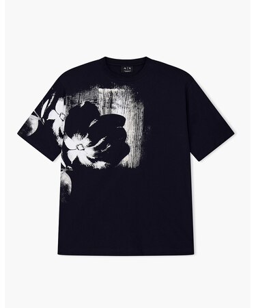 【A|X アルマーニ エクスチェンジ】フラワープリント コンフォートフィット 半袖クルーネックTシャツ
