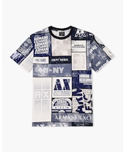 【A|X アルマーニ エクスチェンジ】オールオーバーロゴプリント レギュラーフィット 半袖クルーネックTシャツ