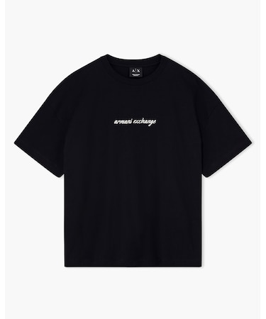 【A|X アルマーニ エクスチェンジ】エンブロイダリーロゴ 半袖クルーネックTシャツ