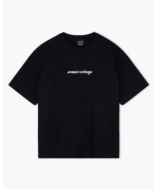 【A|X アルマーニ エクスチェンジ】エンブロイダリーロゴ 半袖クルーネックTシャツ