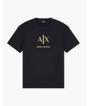 【A|X アルマーニ エクスチェンジ】刺繍ロゴ スリムフィット 半袖クルーネックTシャツ