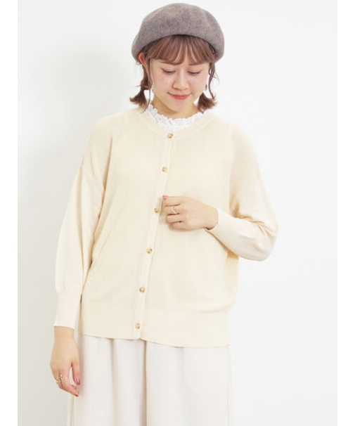 【接触冷感】畦編みニットカーディガン