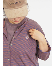 ワンポイント刺繍シアーボーダーカーディガン