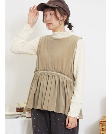 透けベロア前後2WAYベスト