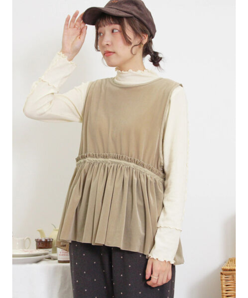 透けベロア前後2WAYベスト