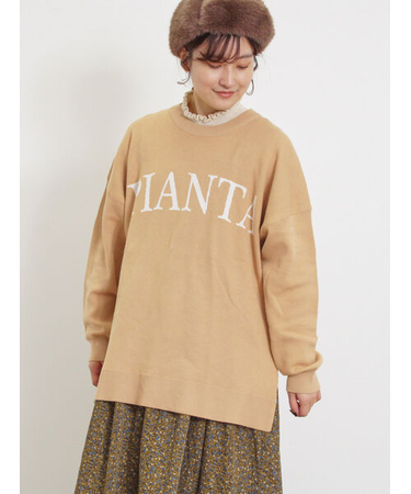 スウェットライクロゴジャカードニット