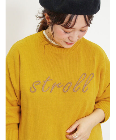 ロゴ刺繍ニット