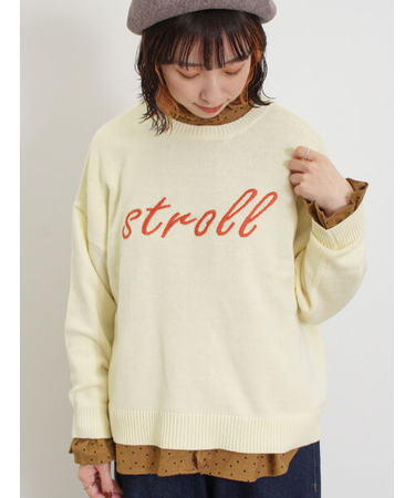 ロゴ刺繍ニット