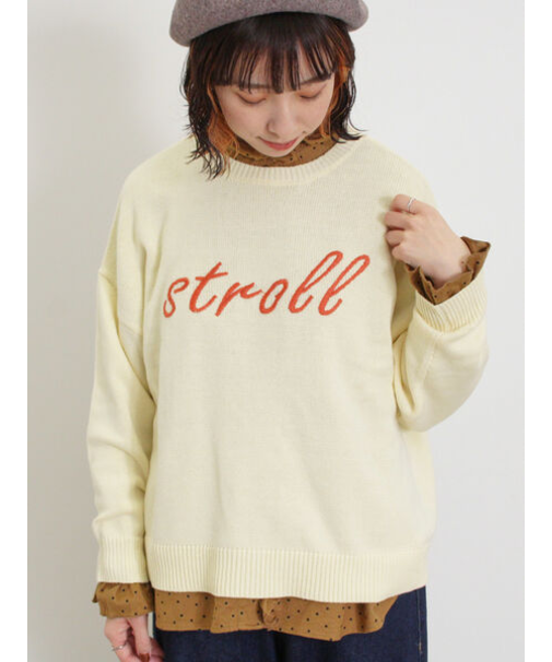 ロゴ刺繍ニット