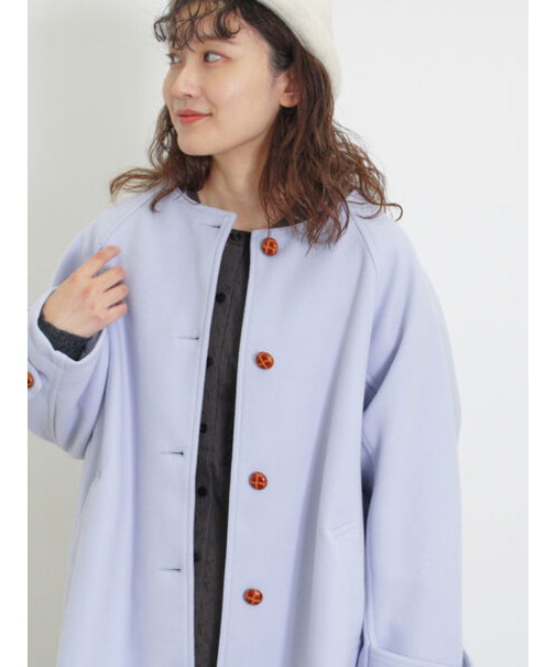 ウーリーライクミドル丈クルーネックコート