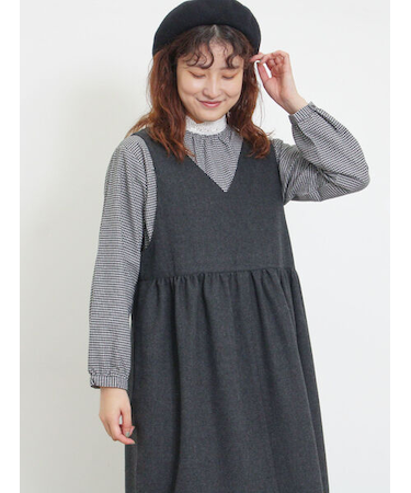 【保温加工】襟レースブラウス