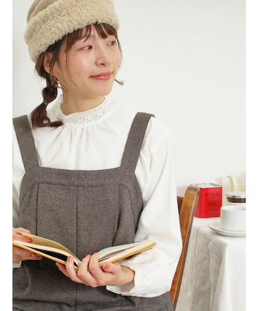 【保温加工】襟レースブラウス