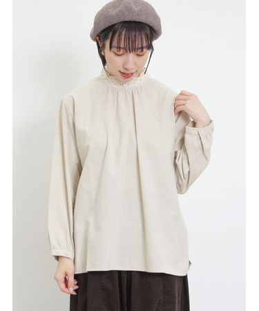 【保温加工】襟レースブラウス