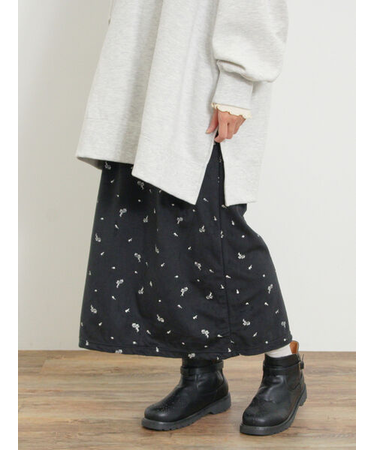 ベロアプリーツ/刺繍アソートナロースカート