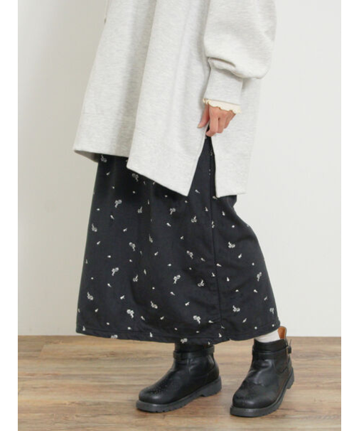 ベロアプリーツ/刺繍アソートナロースカート