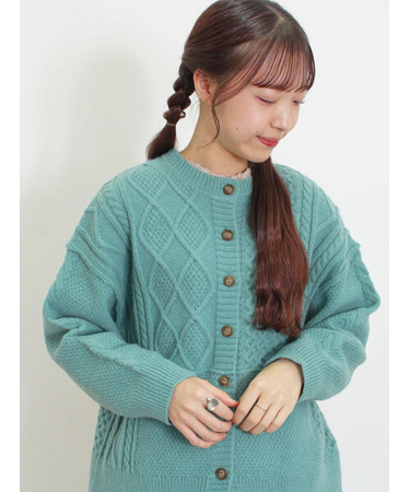 パッチワークケーブル前後2WAYニット