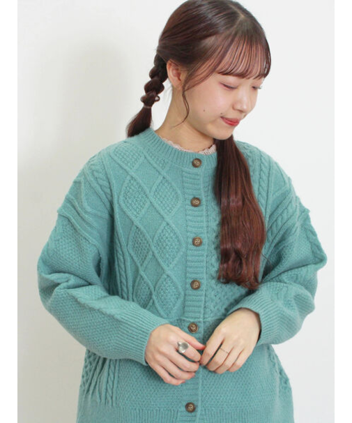 パッチワークケーブル前後2WAYニット