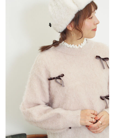 ベロアリボン付ニット