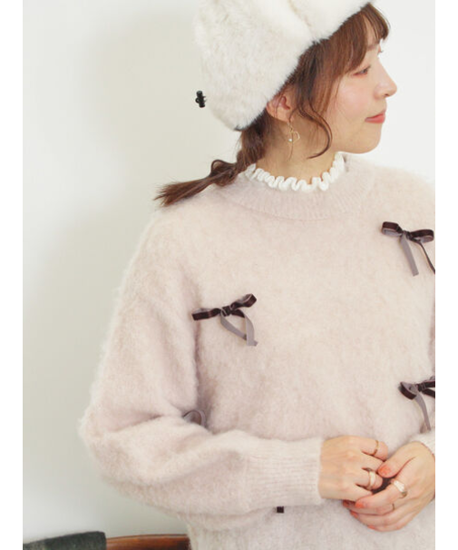 ベロアリボン付ニット