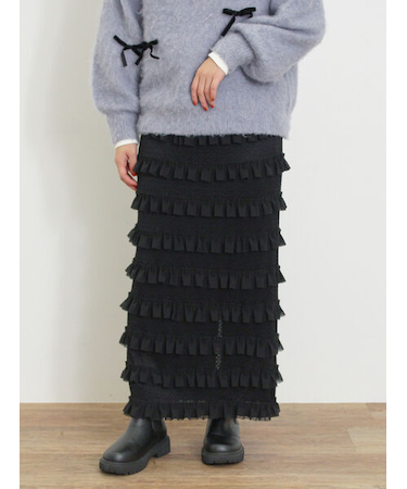 オーバーレースフリルナロースカート