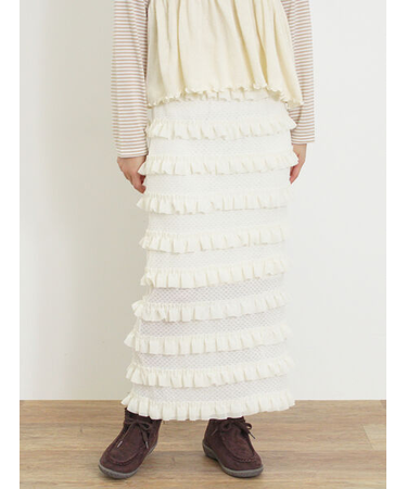 オーバーレースフリルナロースカート