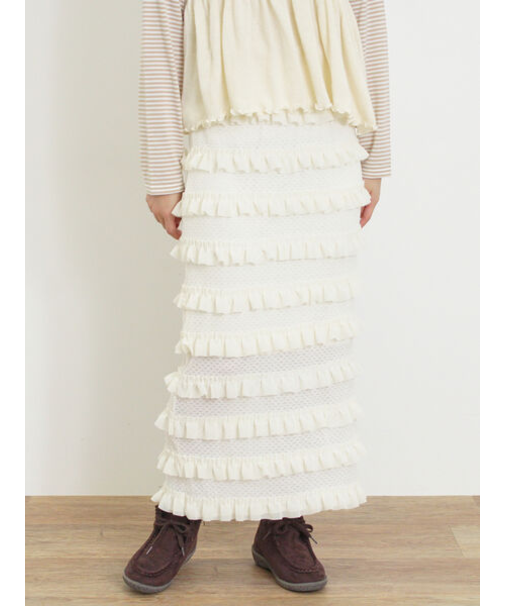 オーバーレースフリルナロースカート