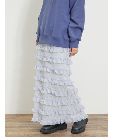オーバーレースフリルナロースカート
