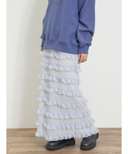 オーバーレースフリルナロースカート