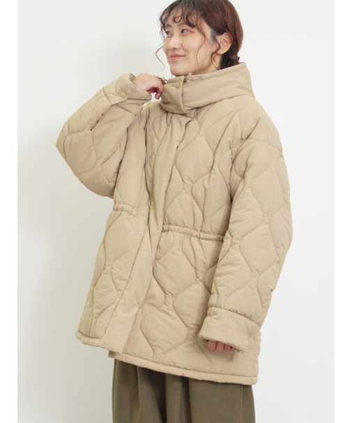 バラクラバ付ウエストドロストキルトコート