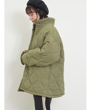 バラクラバ付ウエストドロストキルトコート