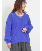 ◎シャギーキーネックニット