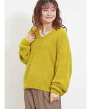 ◎シャギーキーネックニット