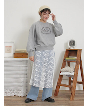 【M/Lサイズ】レーススカートセットデニムパンツ