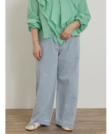 【M/Lサイズ】ホックタックデニムパンツ