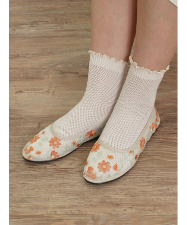 花柄刺繍シアーシューズ
