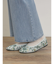花柄刺繍シアーシューズ