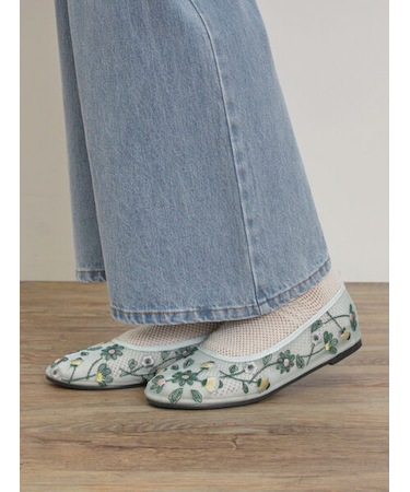 花柄刺繍シアーシューズ