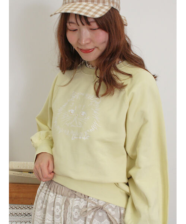ネコプリント刺繍スウェット