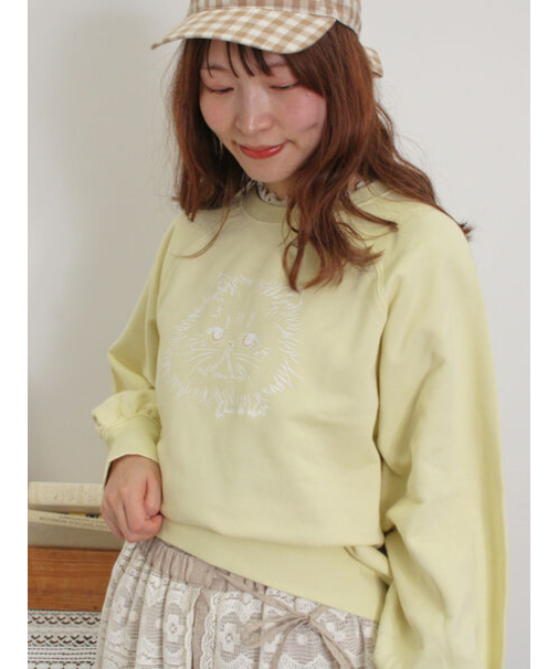 ネコプリント刺繍スウェット