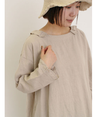 【Cross×Linen】フリルカラーブラウス